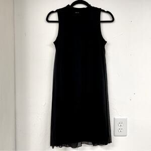 Nik & Nash Black Sleeveless Womens Mini Sheath Dress S Split Back Fully Lined